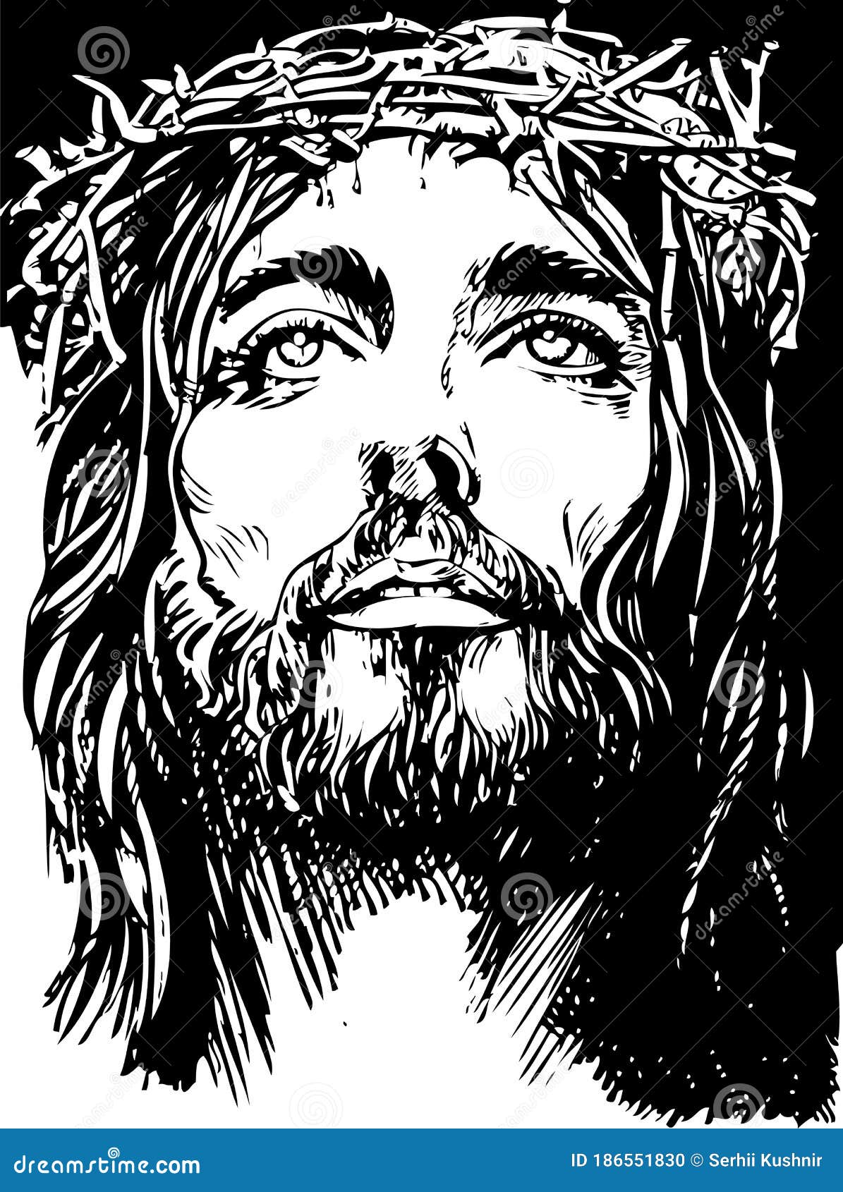 Jesus Christ, Graphic Close-up Portrait. Sketch Illustration Stock ...