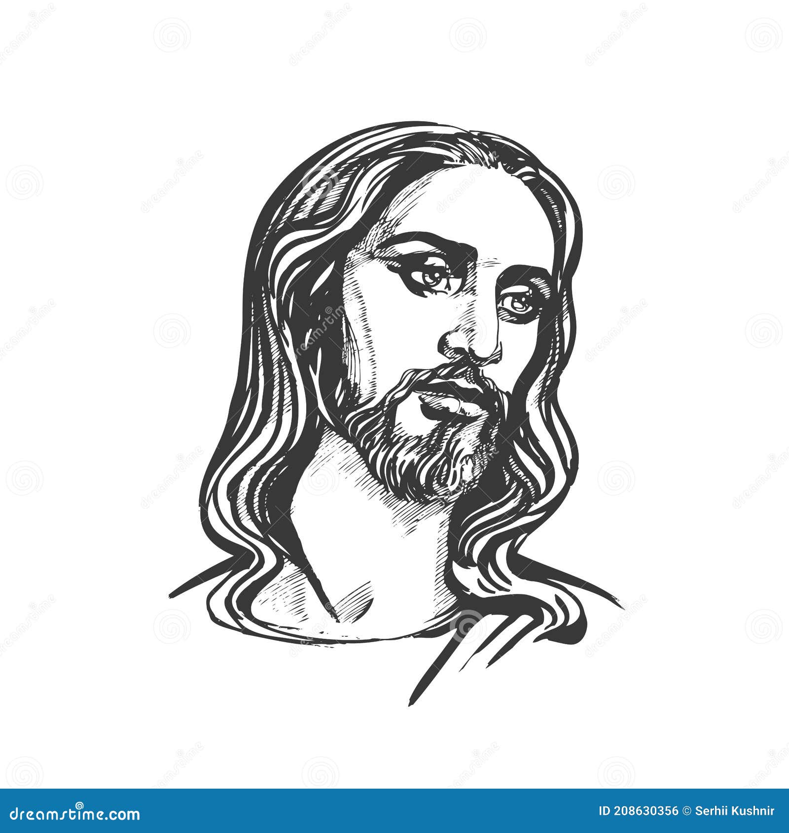 Jesus Christ, Graphic Portrait. Hand Drawing. Vector Stock Vector ...