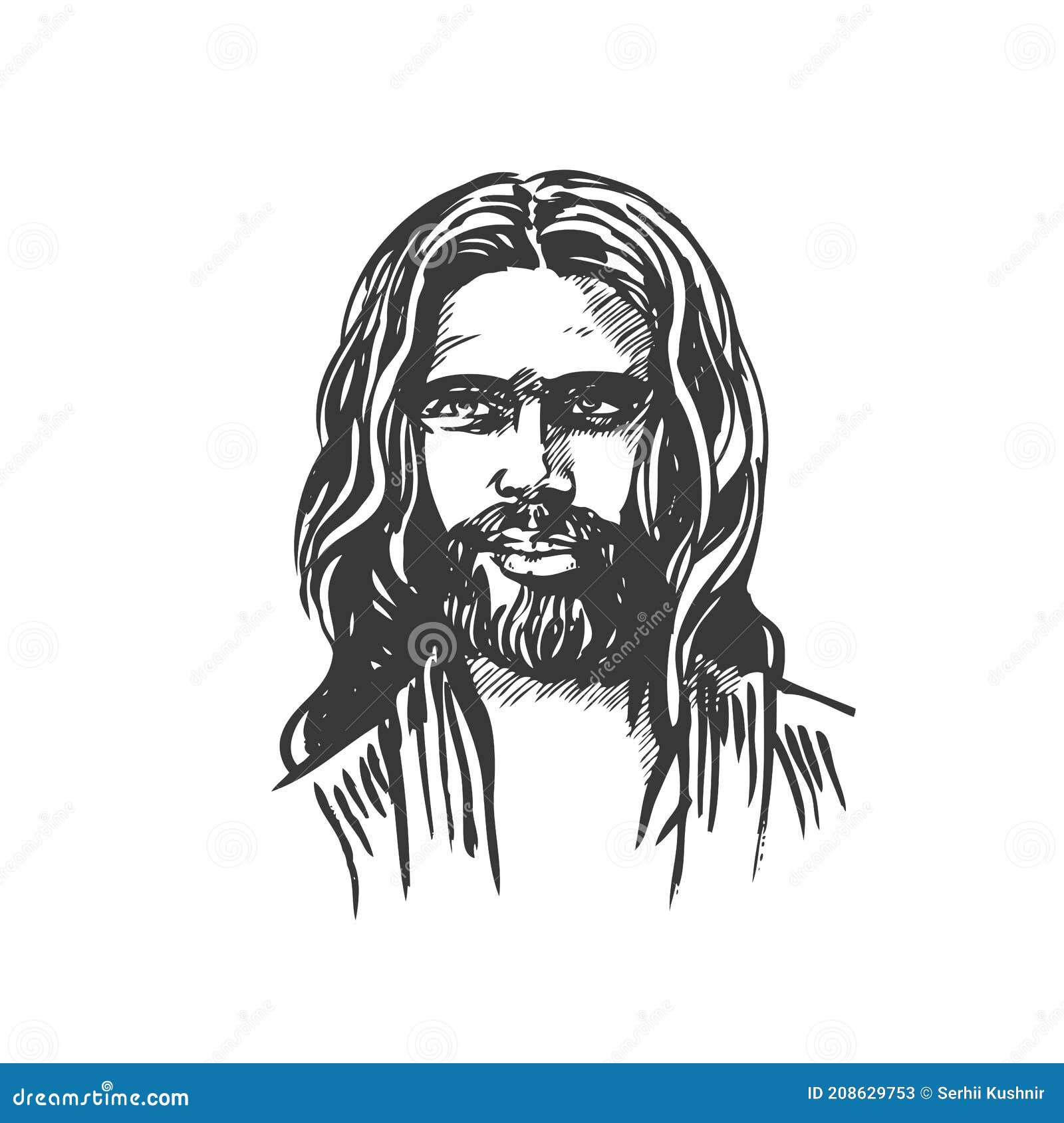 Jesus Christ, Graphic Portrait. Hand Drawing. Vector Stock Vector ...