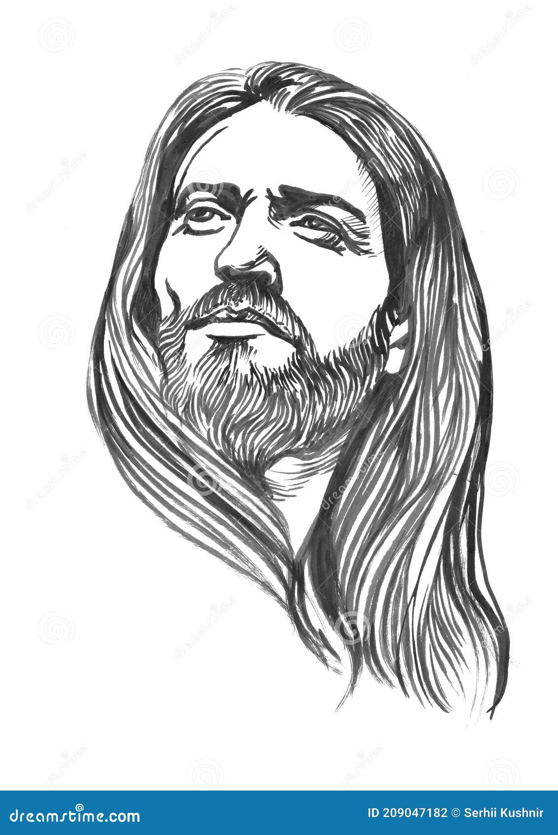 Jesus Christ, Graphic Portrait. Hand Drawing. Watercolor Illustration ...