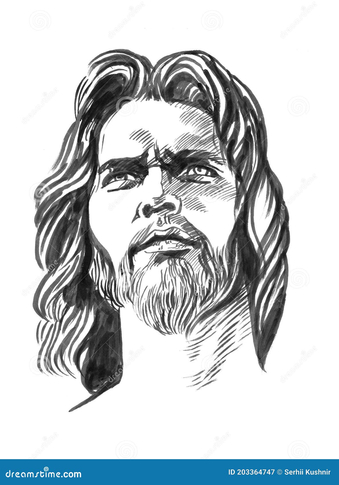 Jesus Christ, Graphic Portrait. Hand Drawing. Watercolor Illustration ...