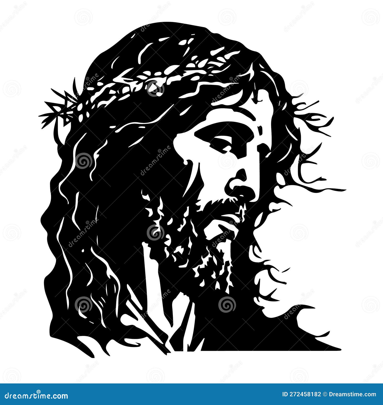 Jesus Christ. Hand Drawn Vector Illustration. Black Silhouette Svg of ...