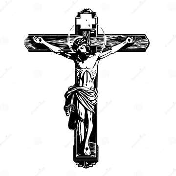 Jesus Christ. Hand Drawn Vector Illustration. Black Silhouette Svg of ...