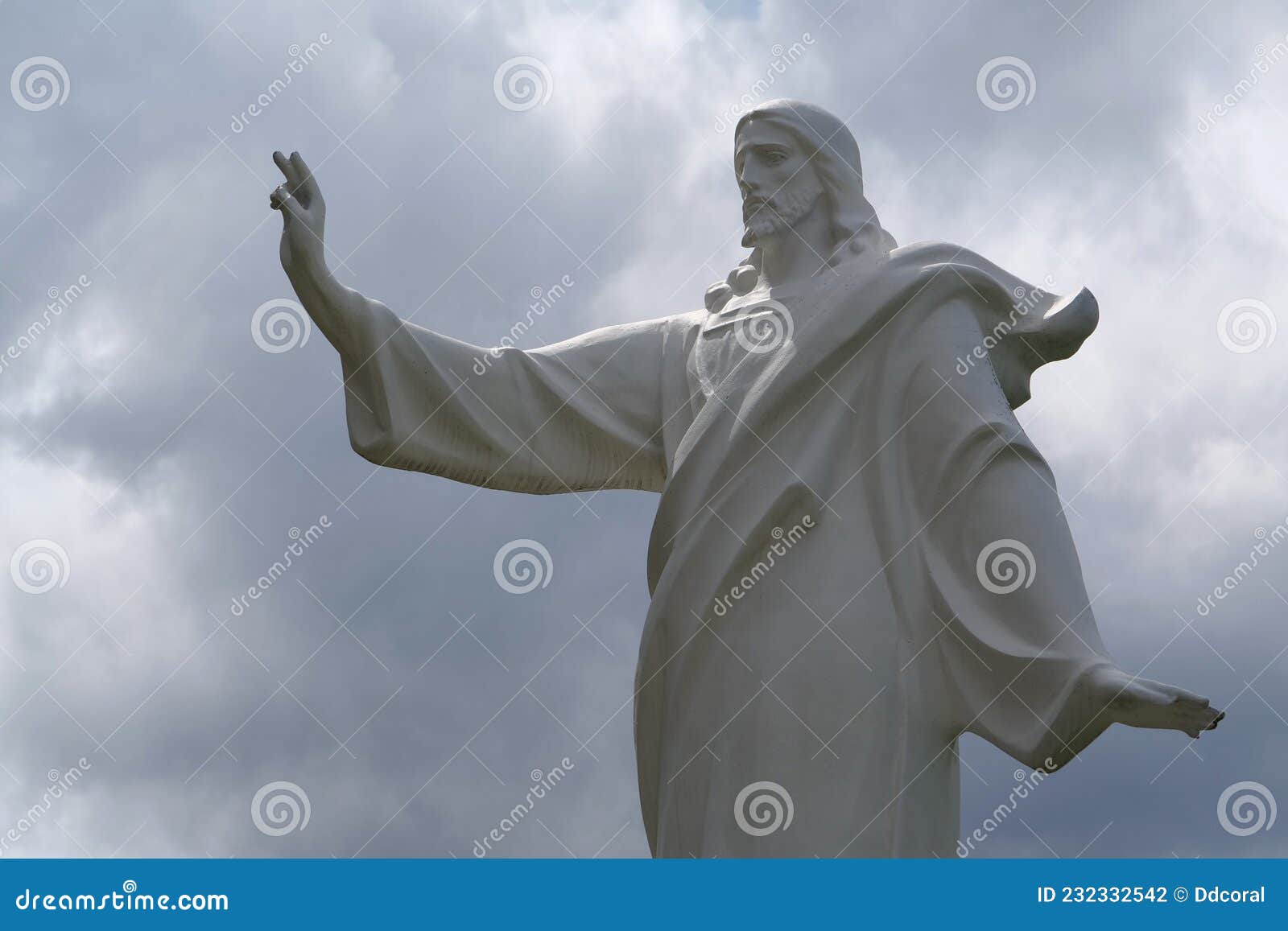 jesus christ with hand raised for blessing. statue of jesus of nazareth