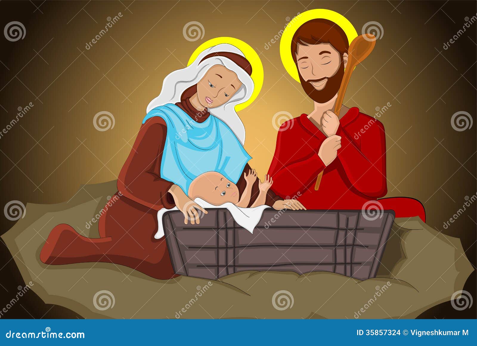 Jesus Christ with Joseph and Mary Stock Vector - Illustration of joseph ...