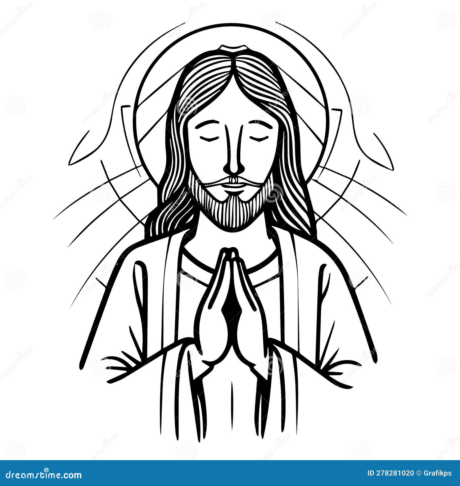 Jesus Christ Savior Vector Illustration. Black Silhouette of Jesus ...