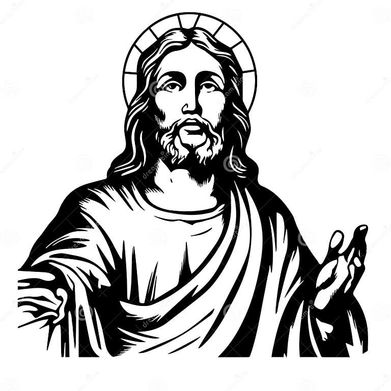 Jesus Christ Savior Vector Illustration. Black Silhouette of Jesus ...