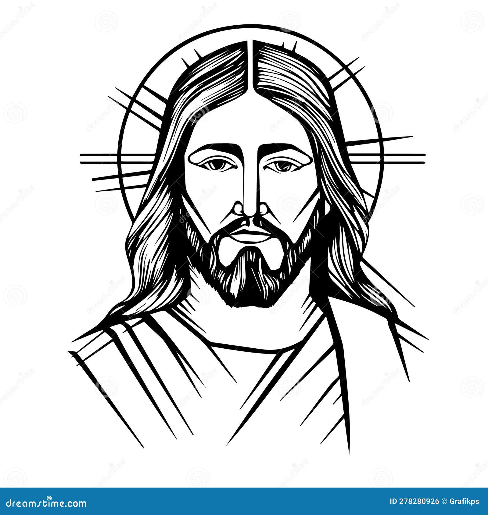 Jesus Christ Savior Vector Illustration. Black Silhouette of Jesus ...