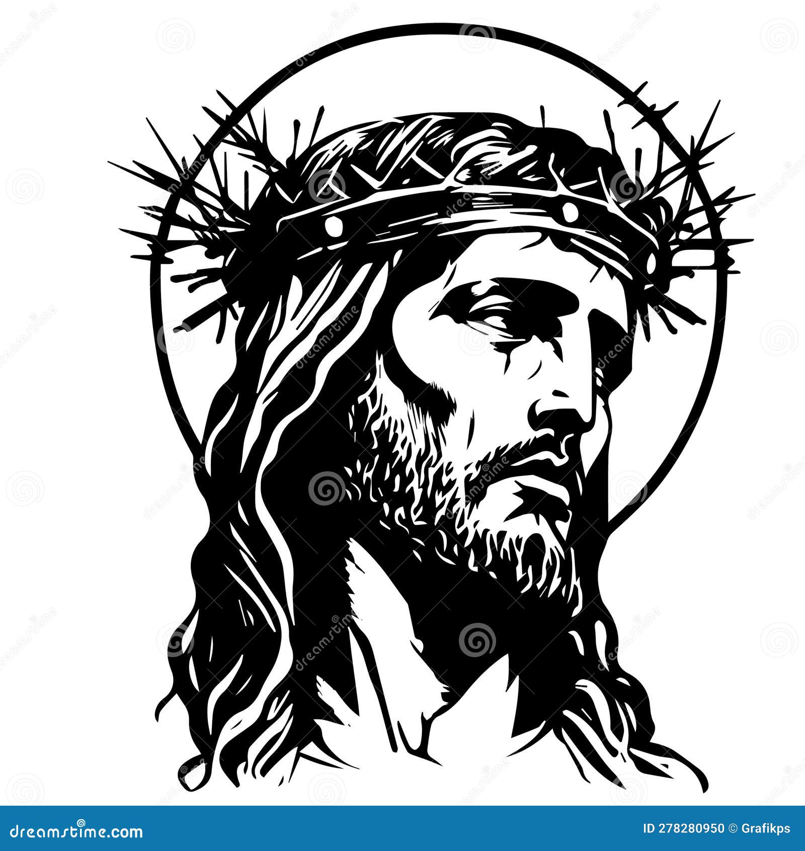 Jesus Christ Savior Vector Illustration. Black Silhouette of Jesus ...