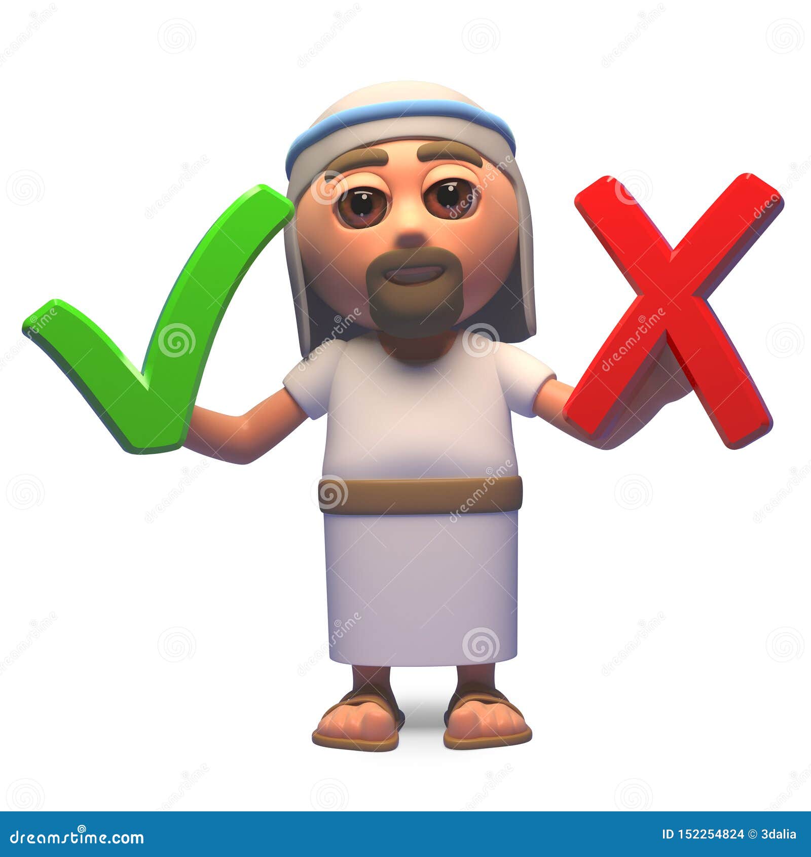 Jesus Christ Sohn Des Gottes Wahlt Eine Zecke Oder Ein Kreuz Illustration 3d Stock Abbildung Illustration Von Karikatur Zeichen 152254824