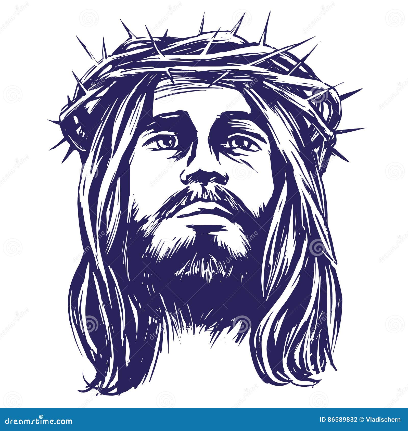 Jesus Christ, the Son of God in a Crown of Thorns on His Head, a Symbol ...