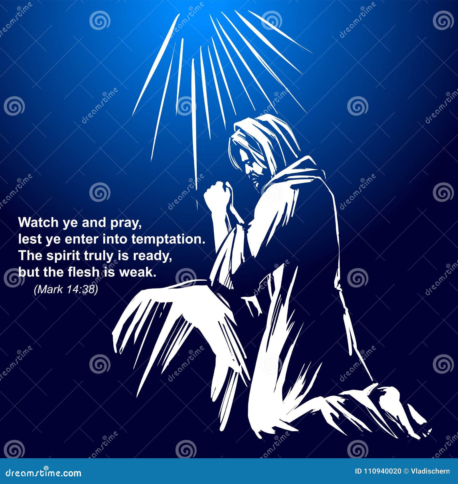 Jesus Christ The Son Of God Praying In The Garden Of Gethsemane