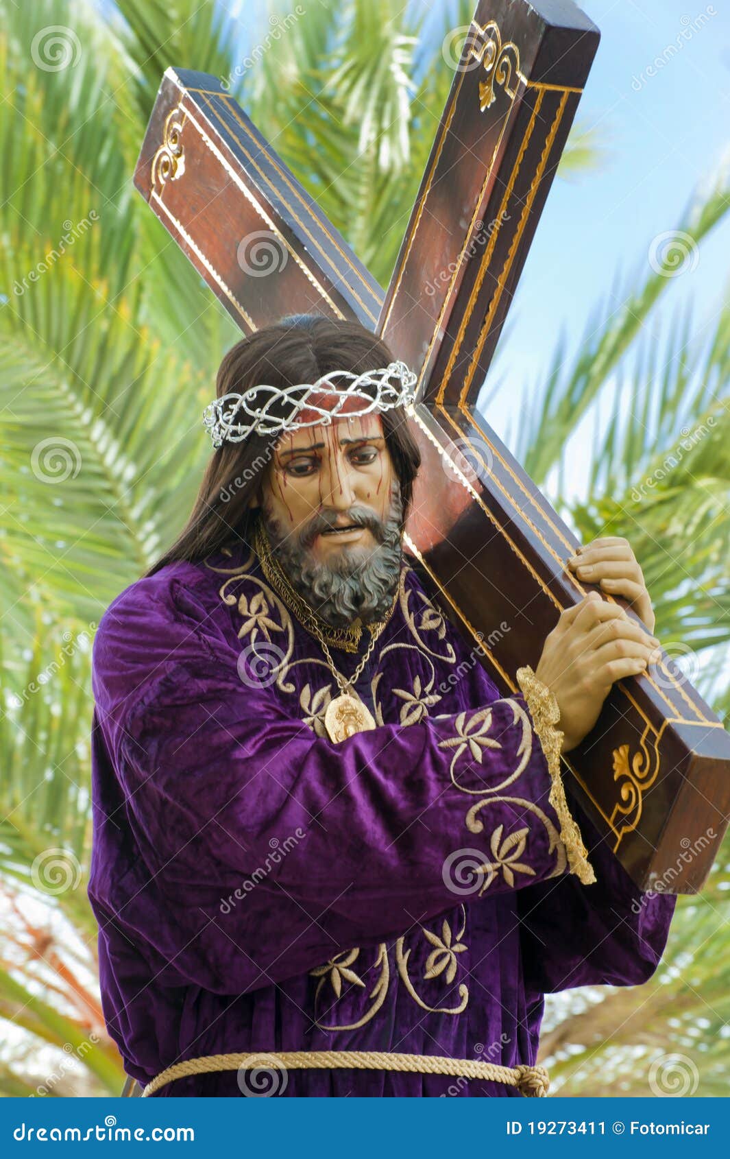 jesus christ statue on a float