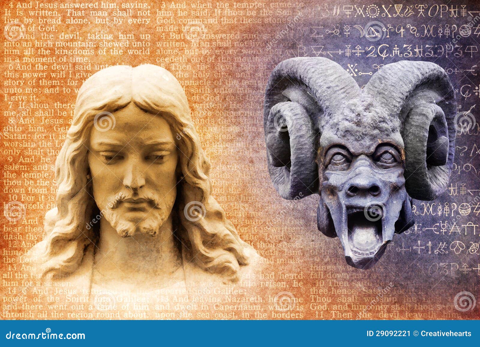 Jesus Christus Und Satan Der Teufel Stockbild - Bild von sakramental