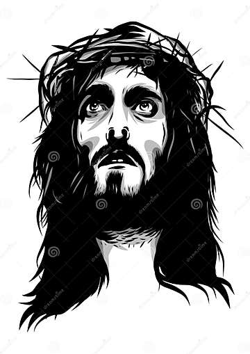 Face of Jesus with Crown of Thorns Stock Vector - Illustration of ...