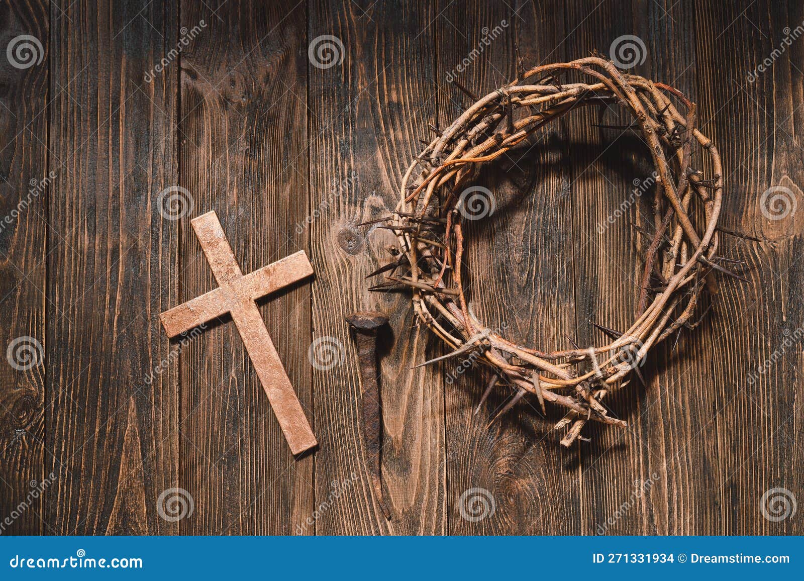 Wooden Christian Cross With a Crown of Thorns Art Board Print for