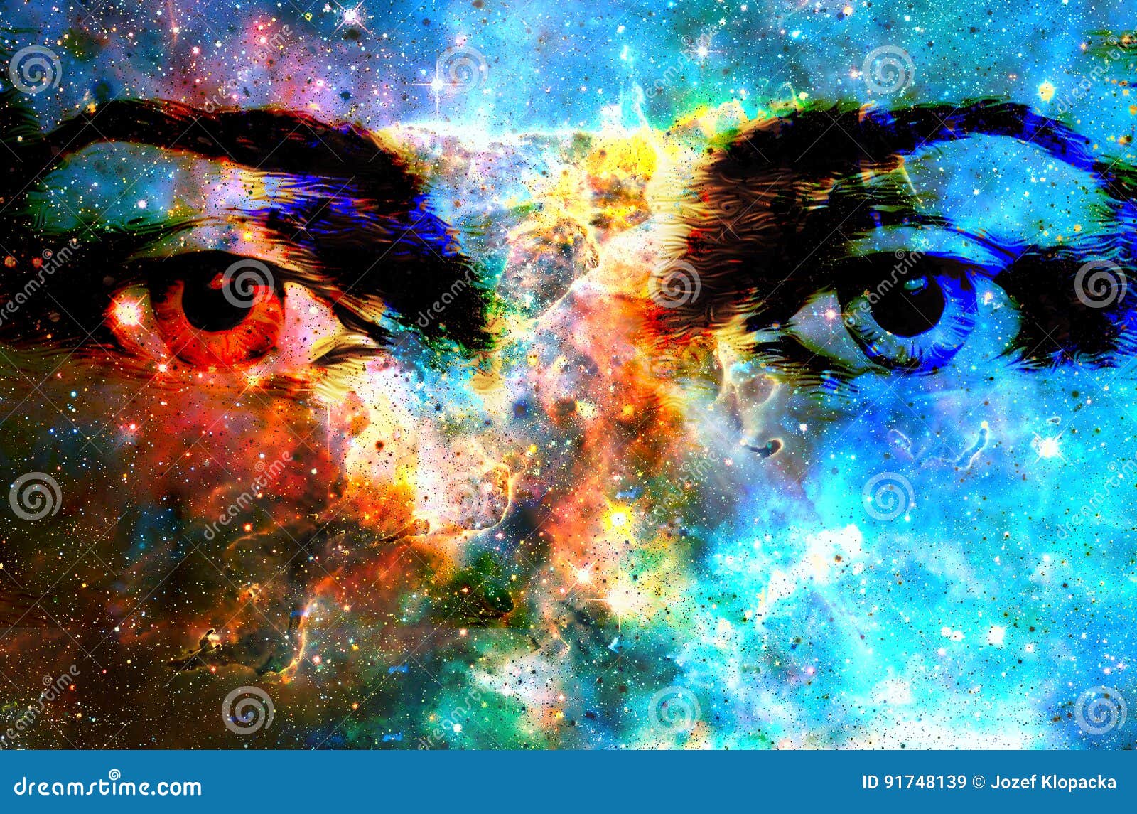 jesus eye in cosmic space. computer collage version.