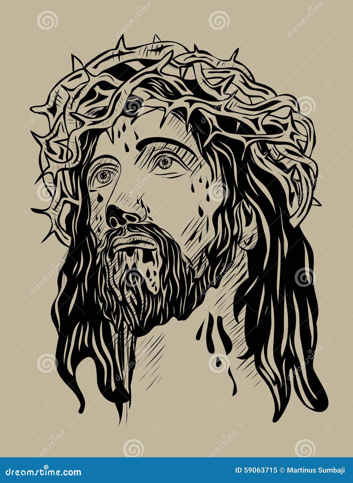 Jesus Face Stock Vector Image 59063715