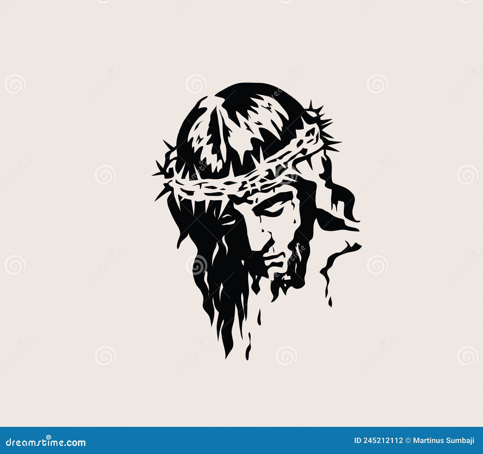 Jesus Face Silhouette stock vector. Illustration of silhouette - 245212112