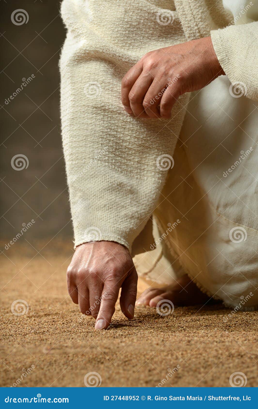 jesus finger writing in the sand