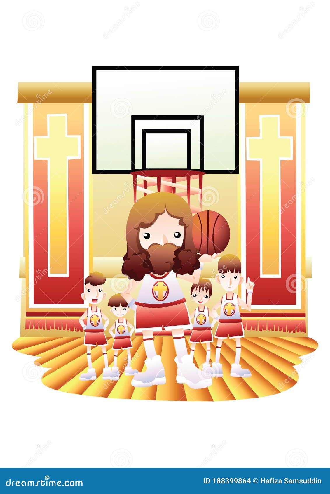 Jesus Jugando Baloncesto Con Niños. Diseño Decorativo De Ilustración  Vectorial Ilustración del Vector - Ilustración de deporte, cristiano:  188399864