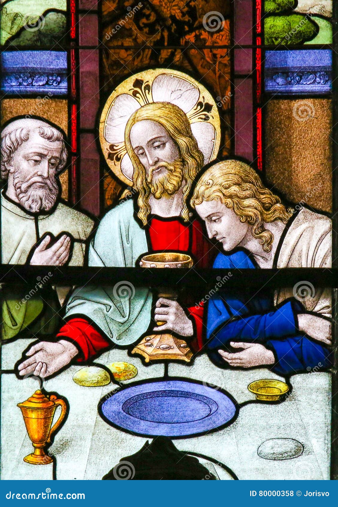 Jesus at Last Supper on Maundy Thursday - Stained Glass in Mechelen ...
