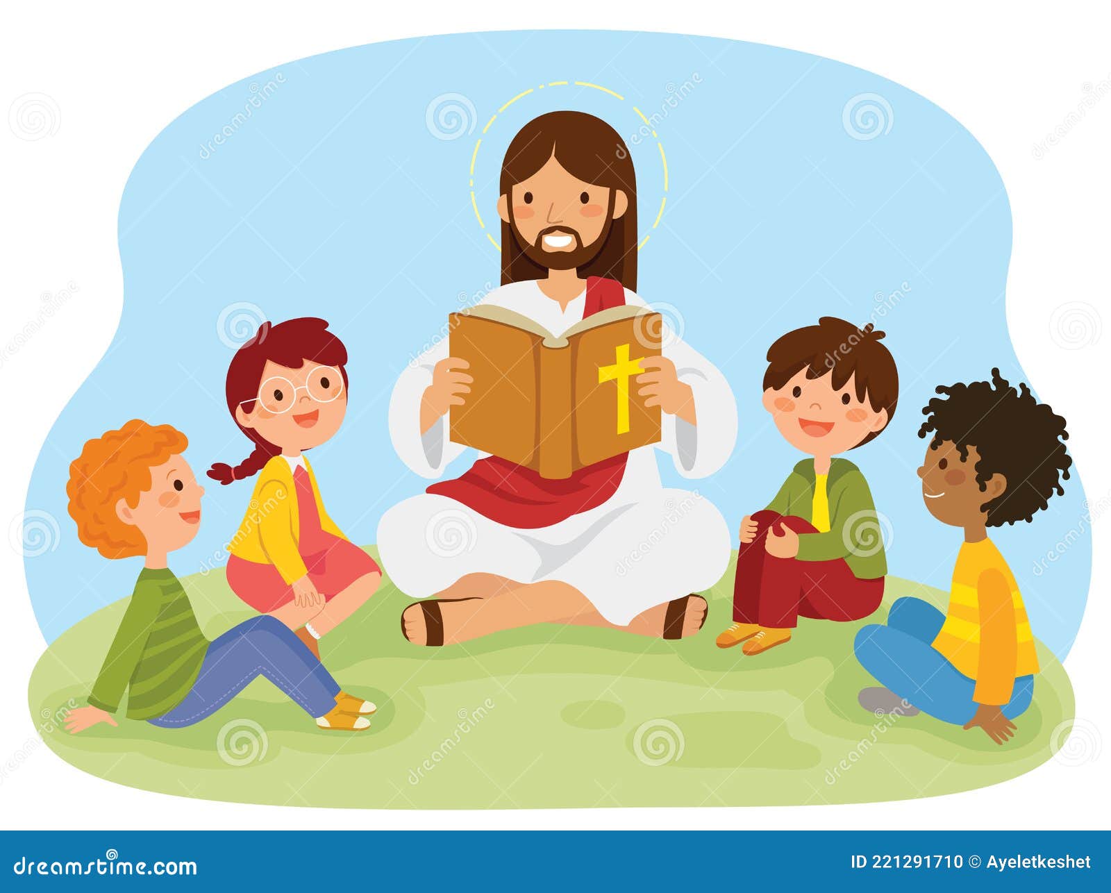 Jesus Leyendo La Biblia a Los Niños Ilustración del Vector - Ilustración de historieta, feliz: 221291710 Jesus Leyendo La Biblia a Los Niños Ilustración del Vector - Ilustración de historieta, feliz: 221291710