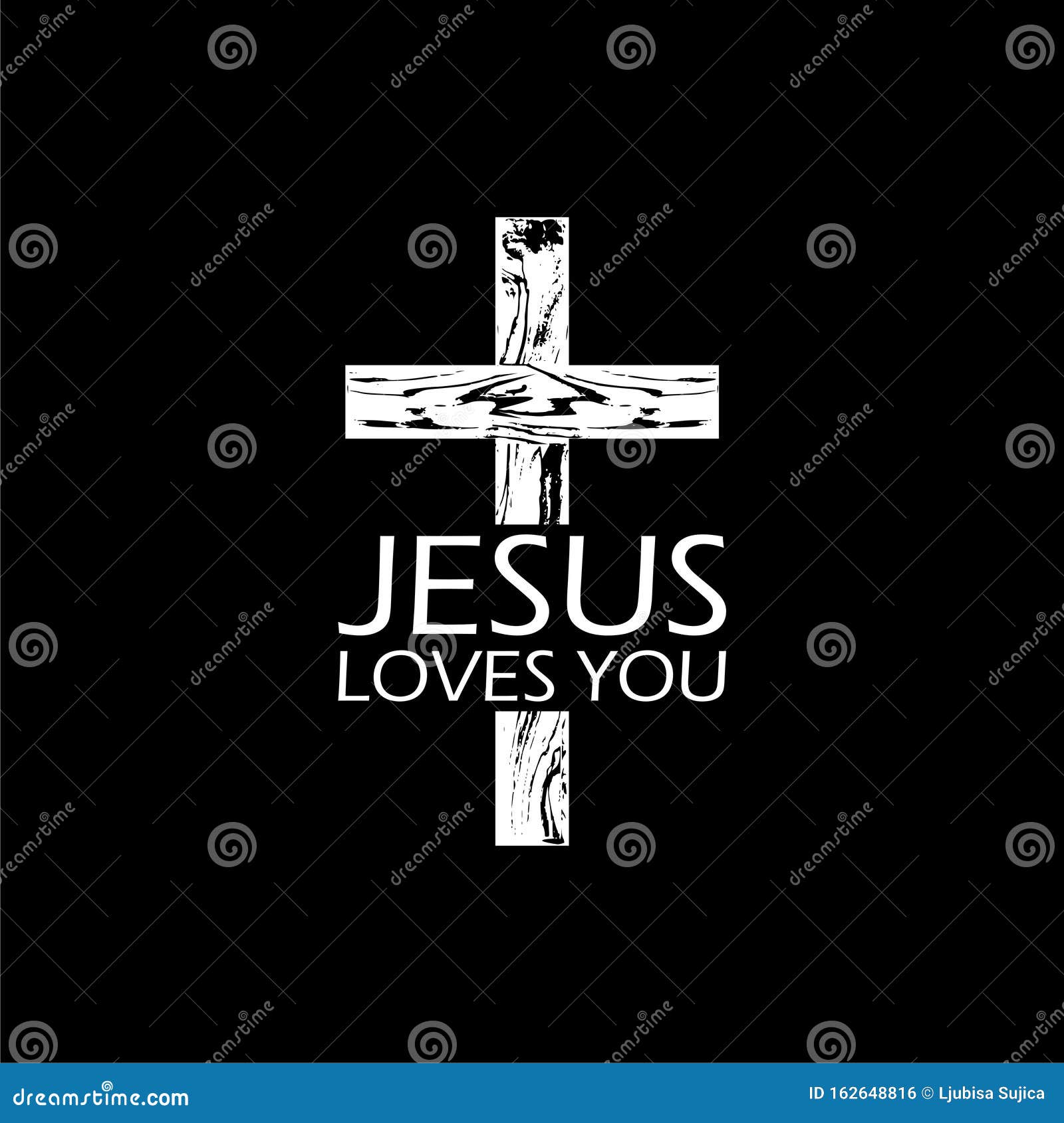 Jesus Loves You Isolated On Black Background Stock Illustration