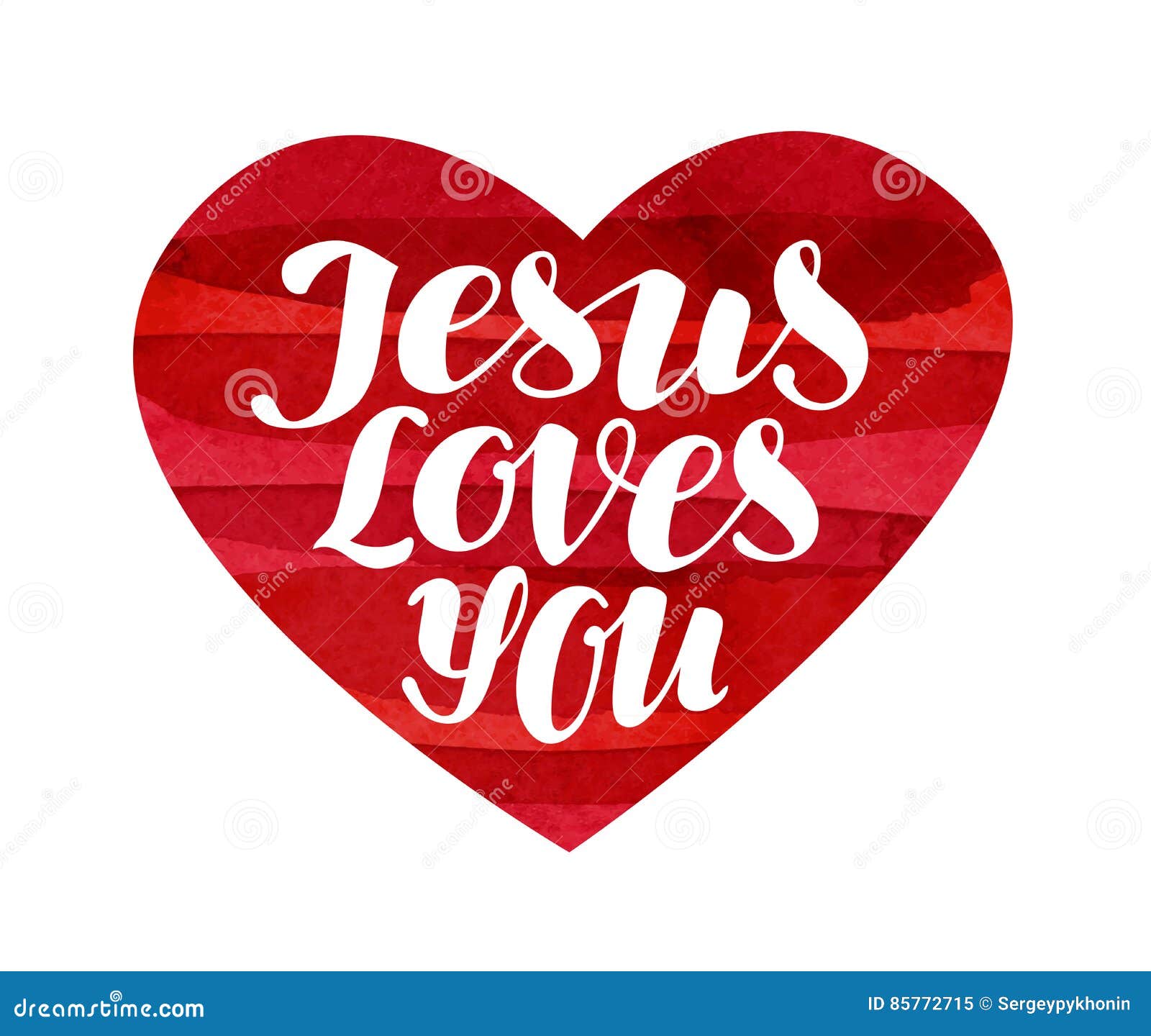 Jesus Loves You Lettering calligraphy in shape heart Vector illustration Royalty Free Stock