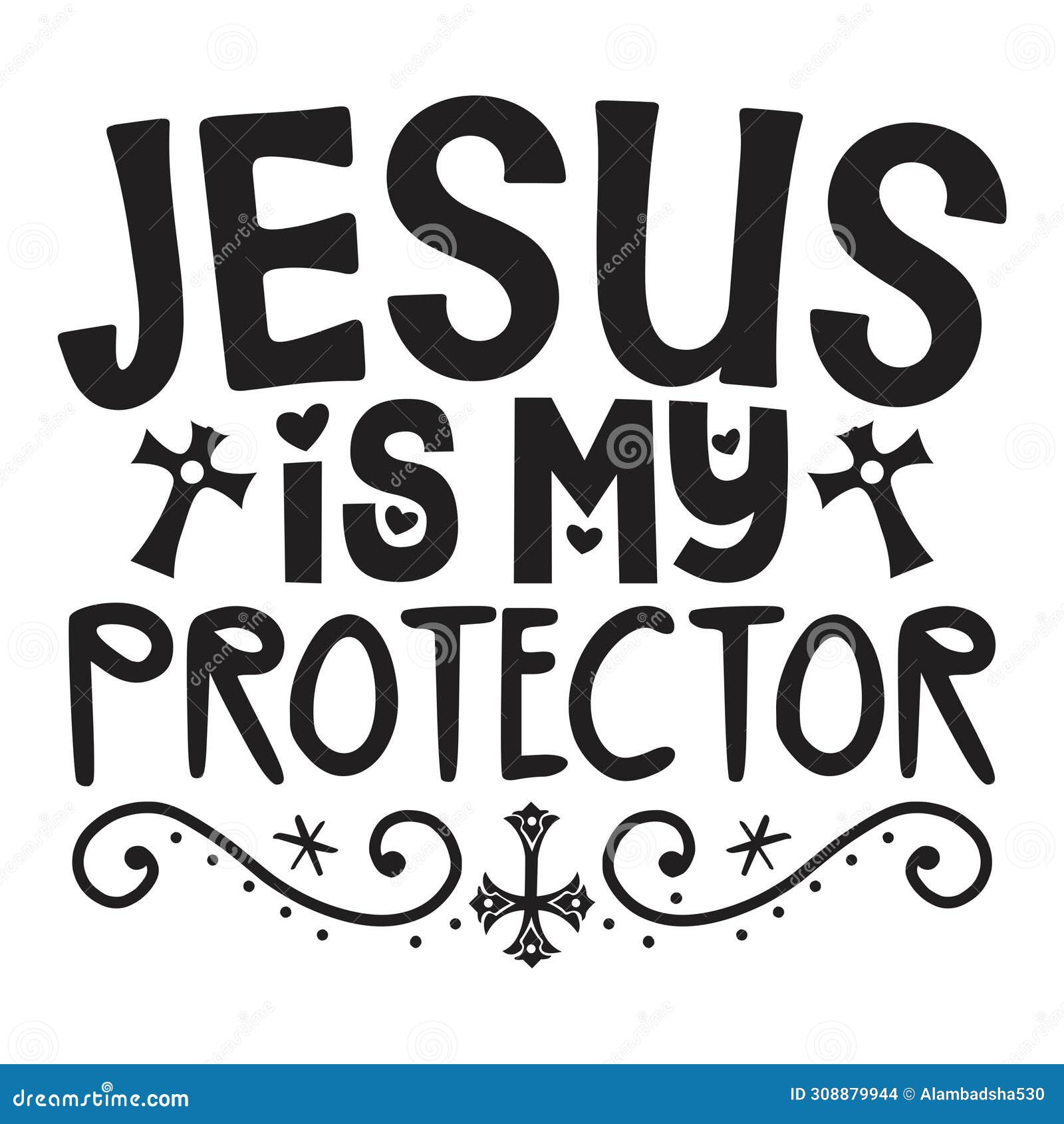 Jesus is My Protector stock vector. Illustration of graphic 308879944
