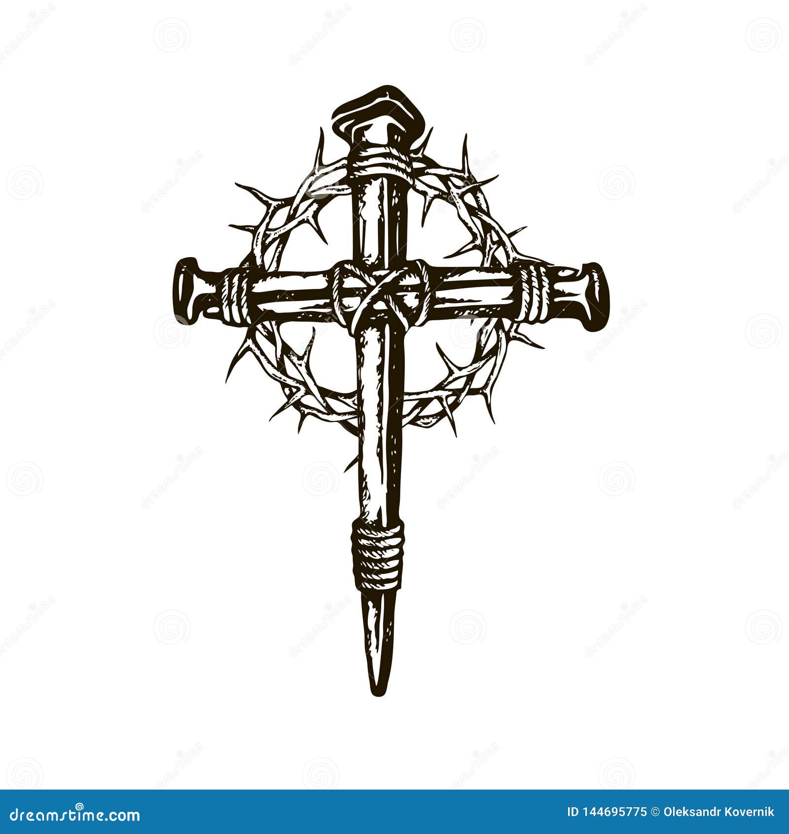 jesus nail cross with thorn crown