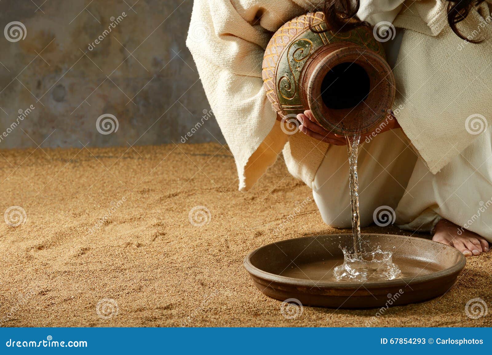 jesus pouring water from a jar