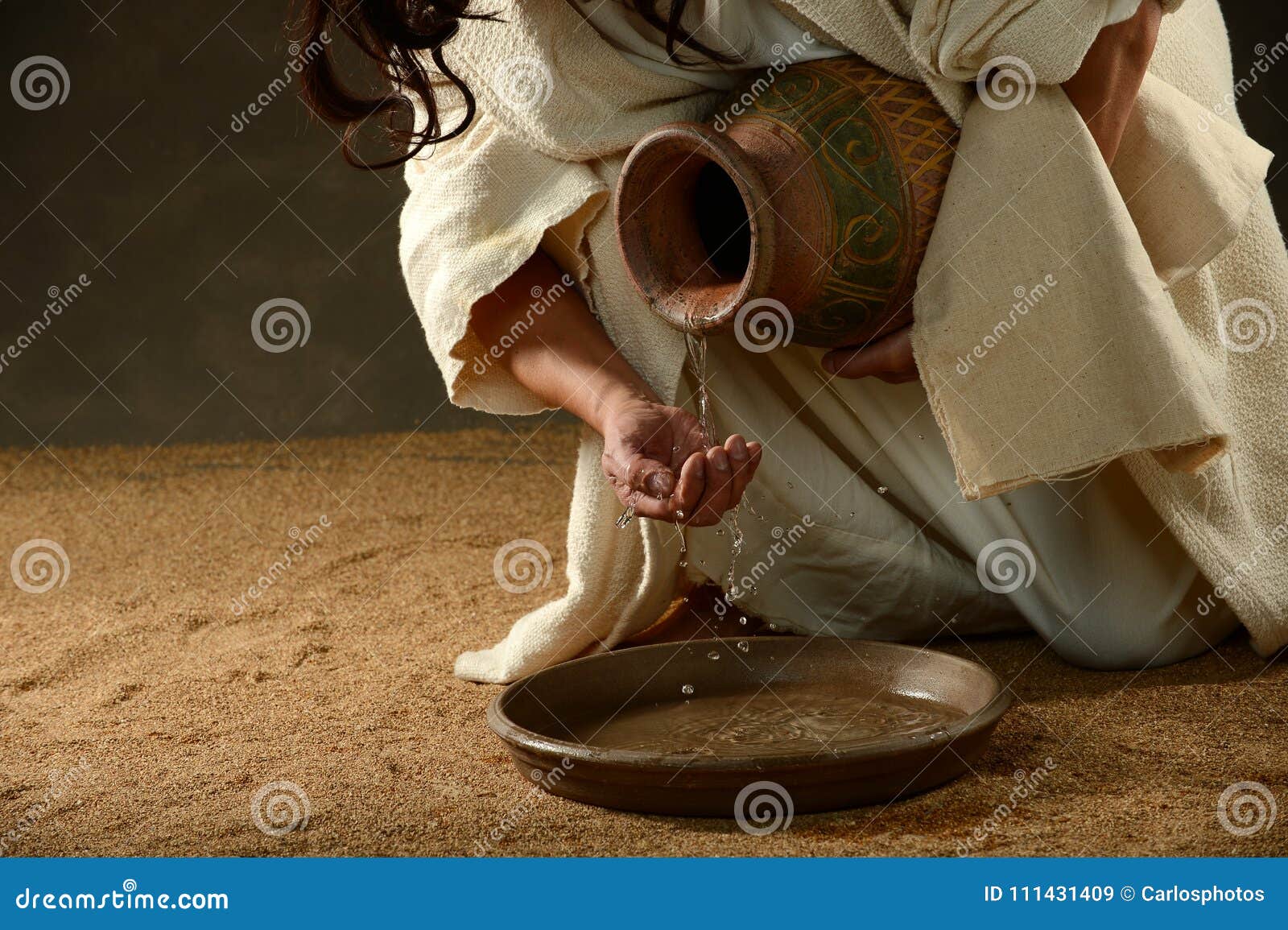 jesus pouring water from a jar