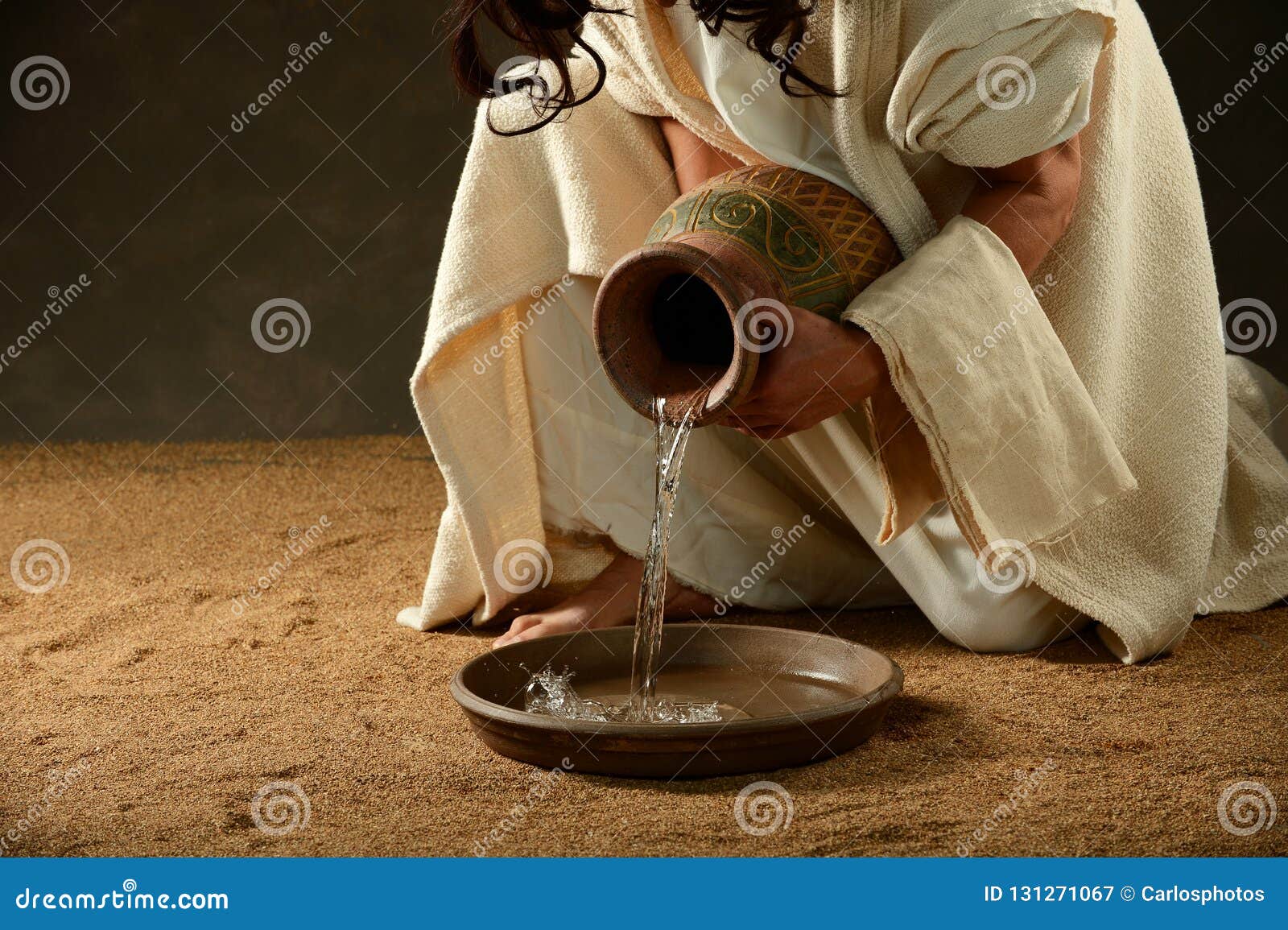 jesus pouring water from a jar