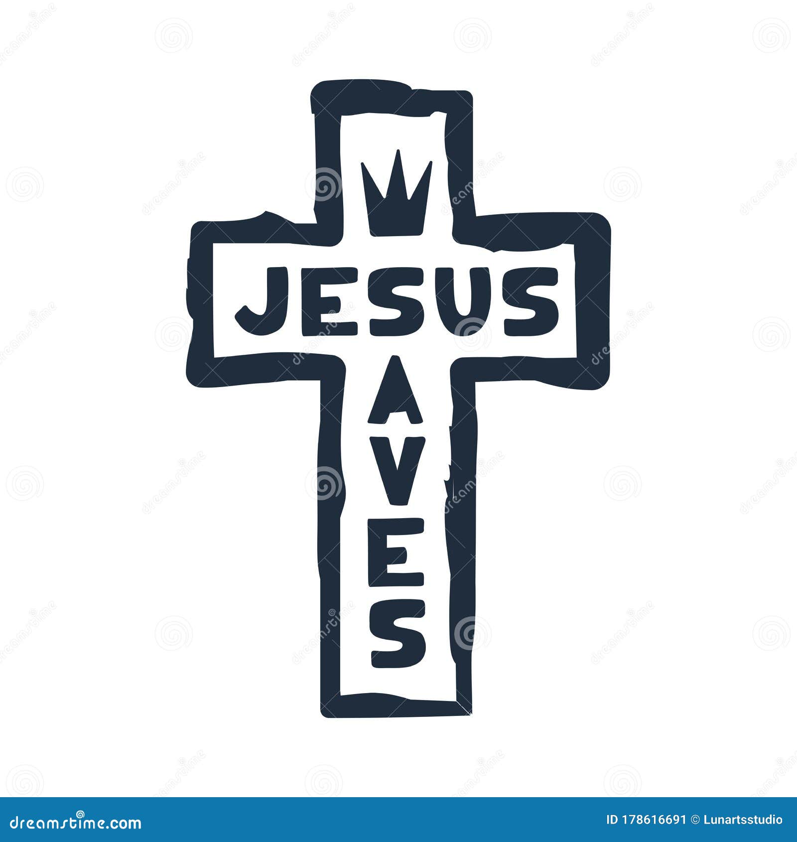 Jesus Saves Religious Lettering Brush Illustration Art Design for ...