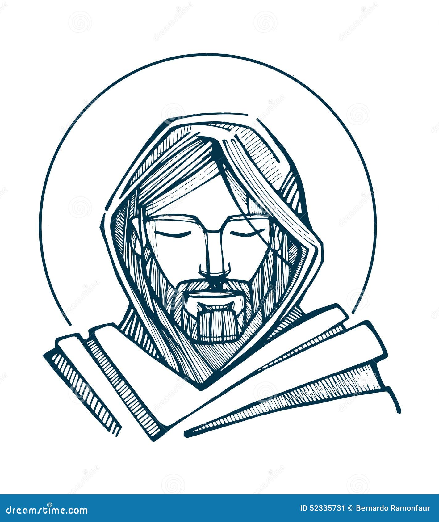 Jesus Serene Face stock vector. Illustration of face - 52335731