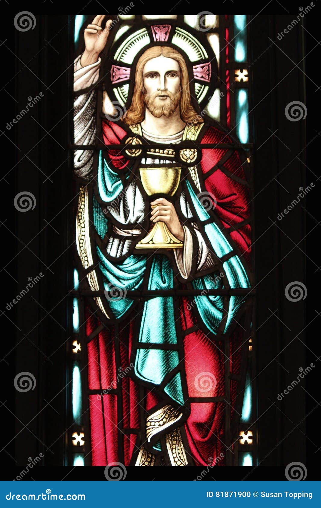 Jesus Stained Glass stock photo. Image of communion, chalice - 81871900