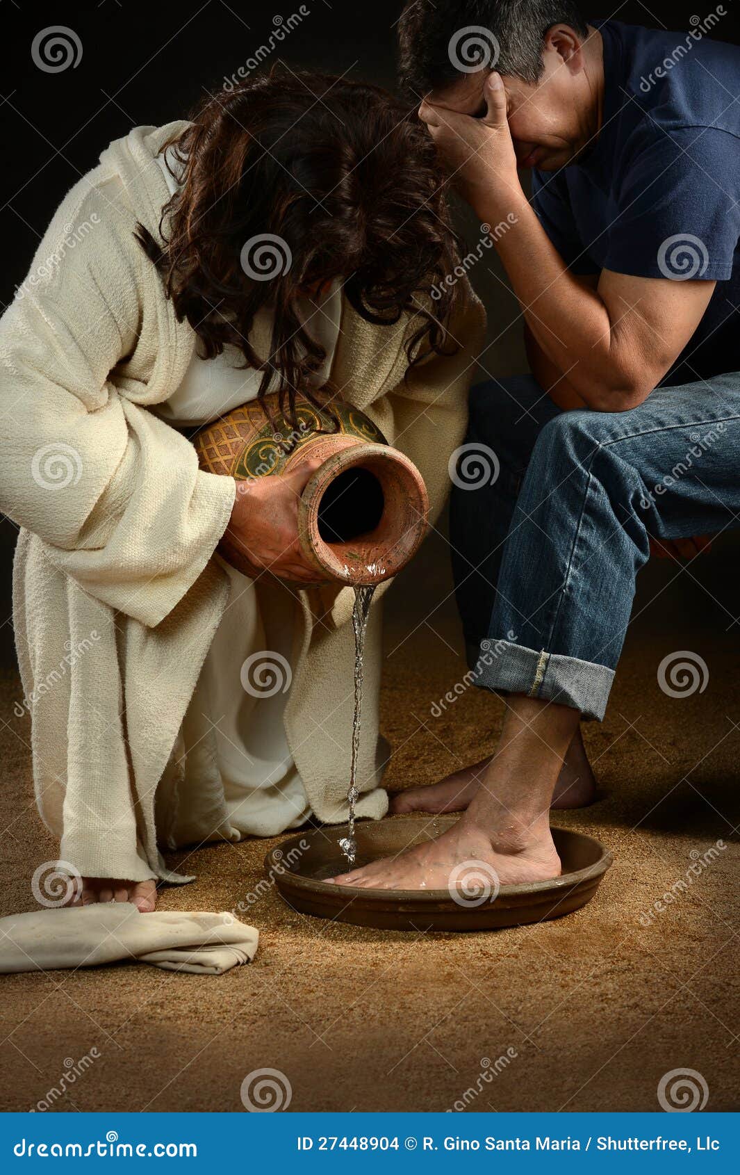 jesus washing feet of man