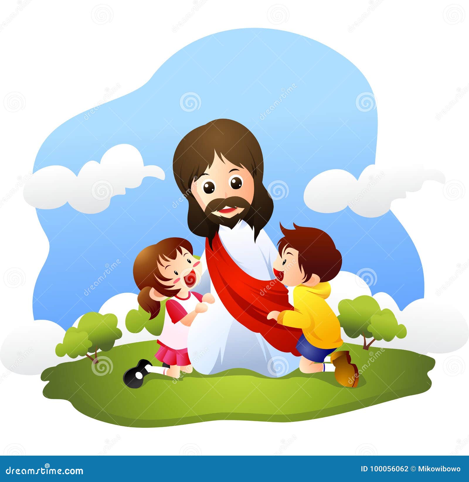 Jesús Con Los Pequeños Niños Ilustración Del Vector Ilustración De