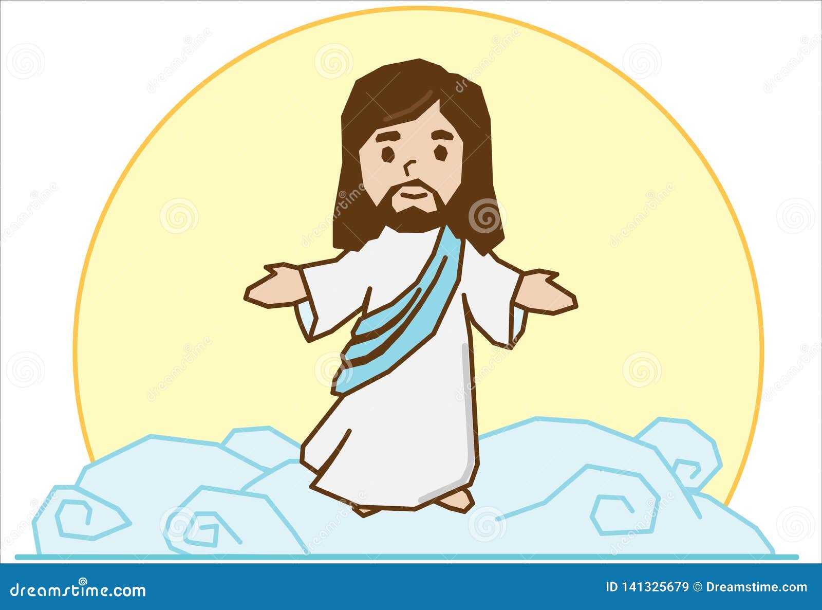 Jesús en la nube ilustración del vector. Ilustración de brillante 141325679