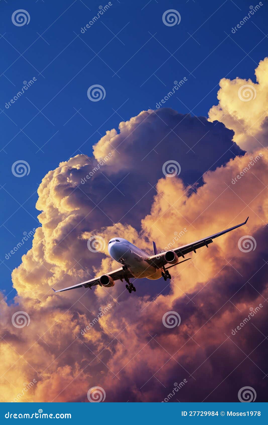 Jet aircraft in flight stock photo. Image of evening 27729984