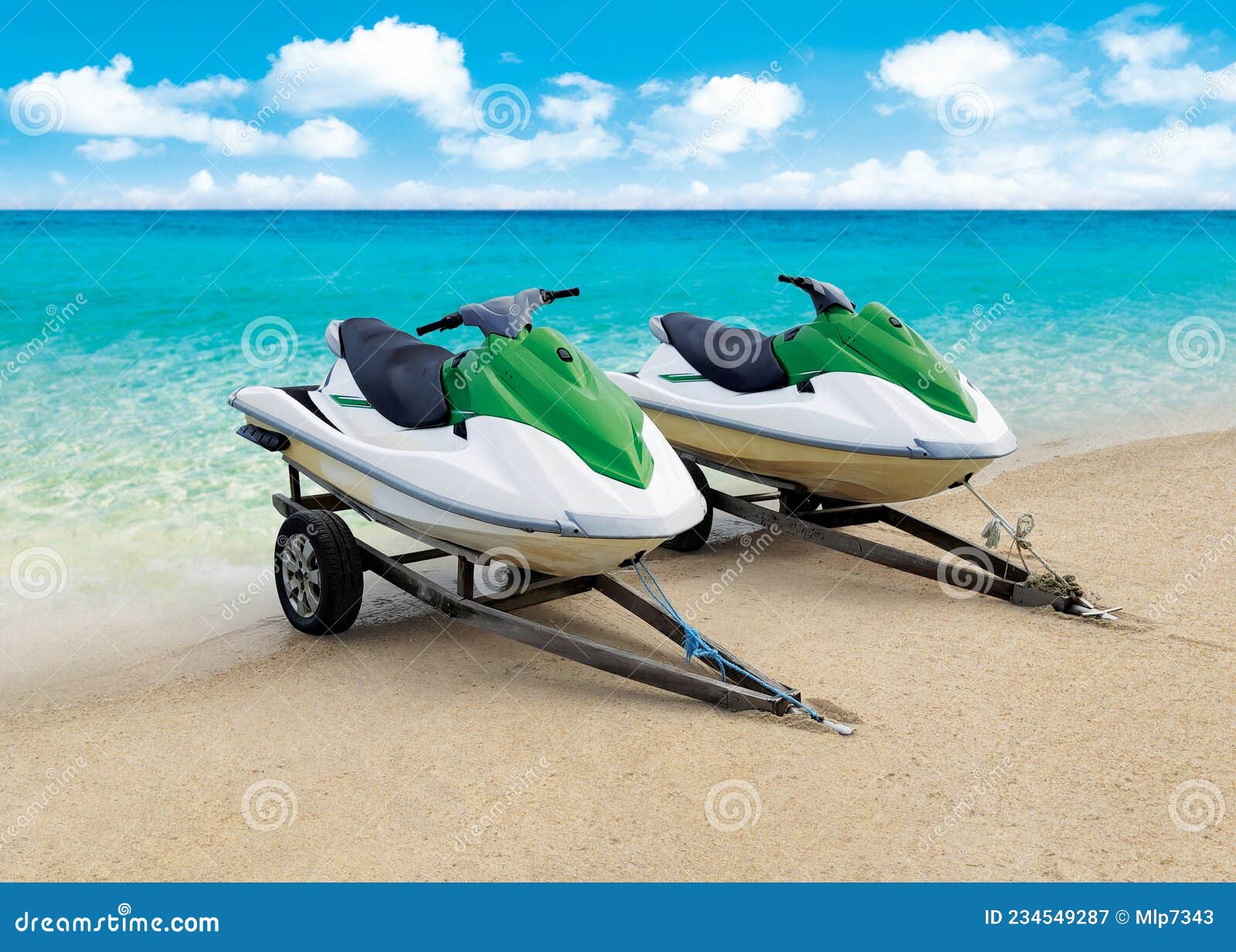 Jet Ski Docked at the Shore on a Tropical Beach Stock Image Image of