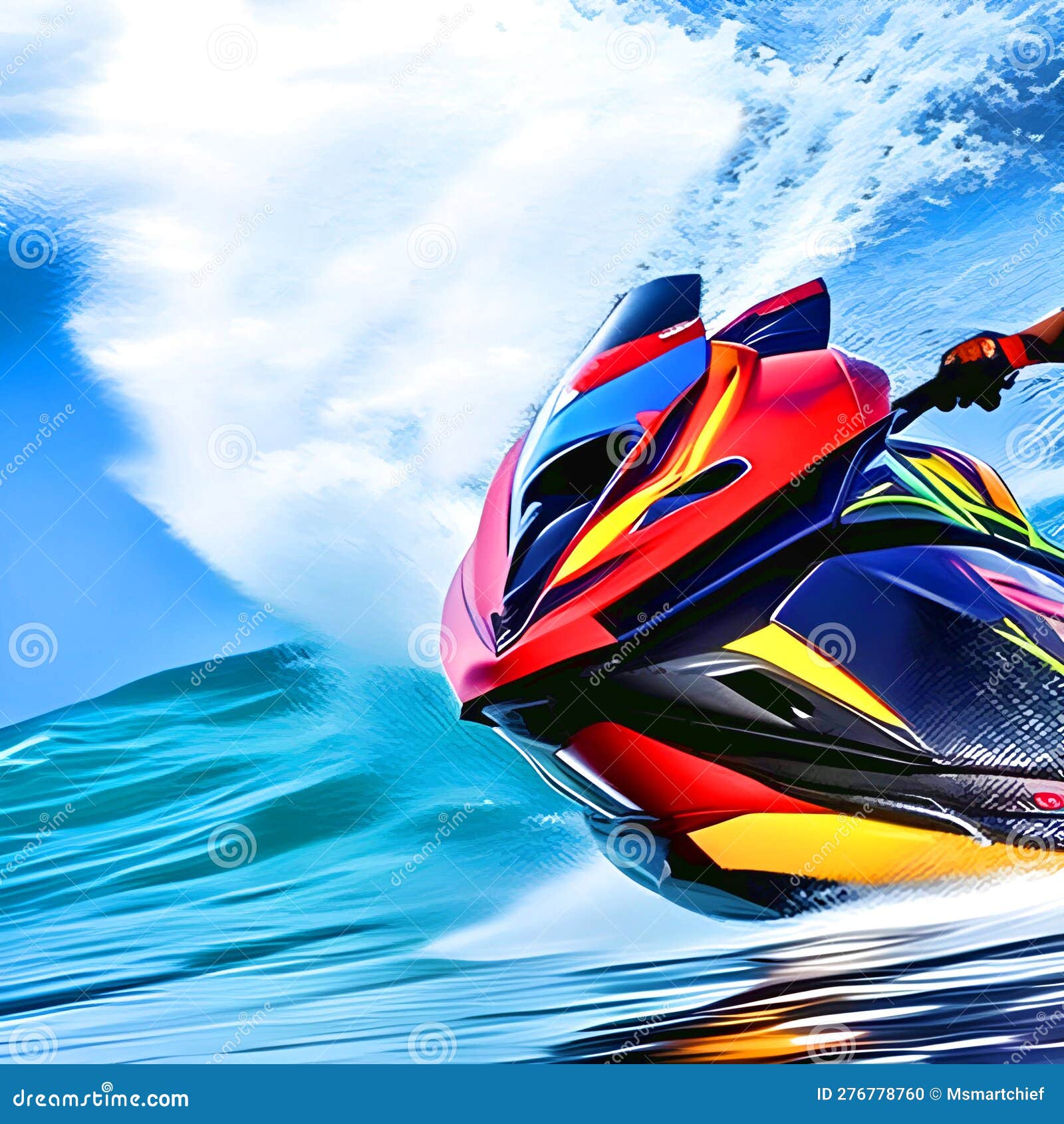 Jet Ski Plowing through Waves. Stock Illustration Illustration of