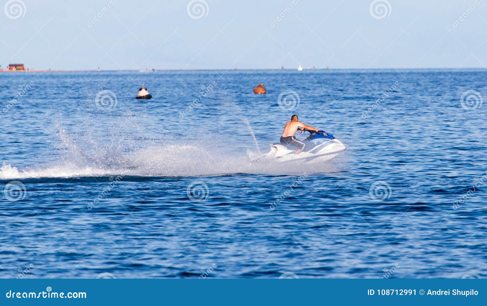 Jet Ski on the Surface of the Water at a Speed of Editorial Photo