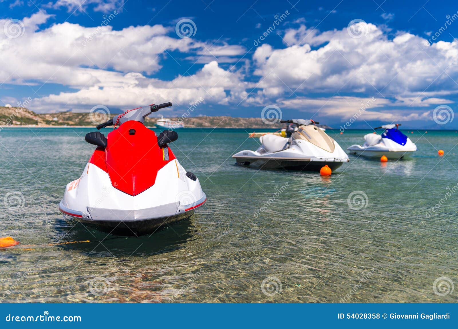 Jet Skis Anchored Near the Beach Stock Photo Image of vacation, beach
