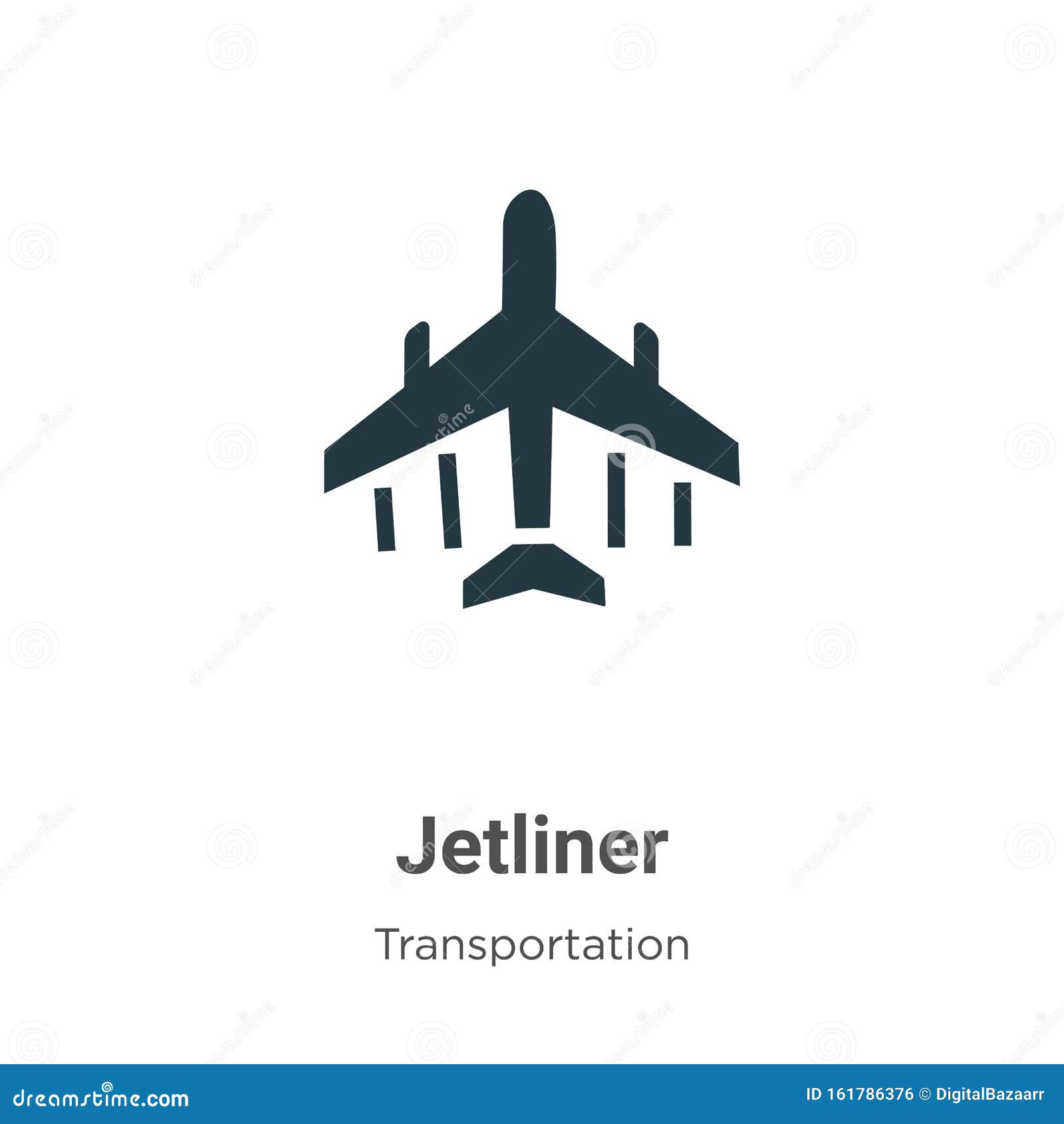 Jetliner Vector Icon on White Background. Flat Vector Jetliner Icon ...