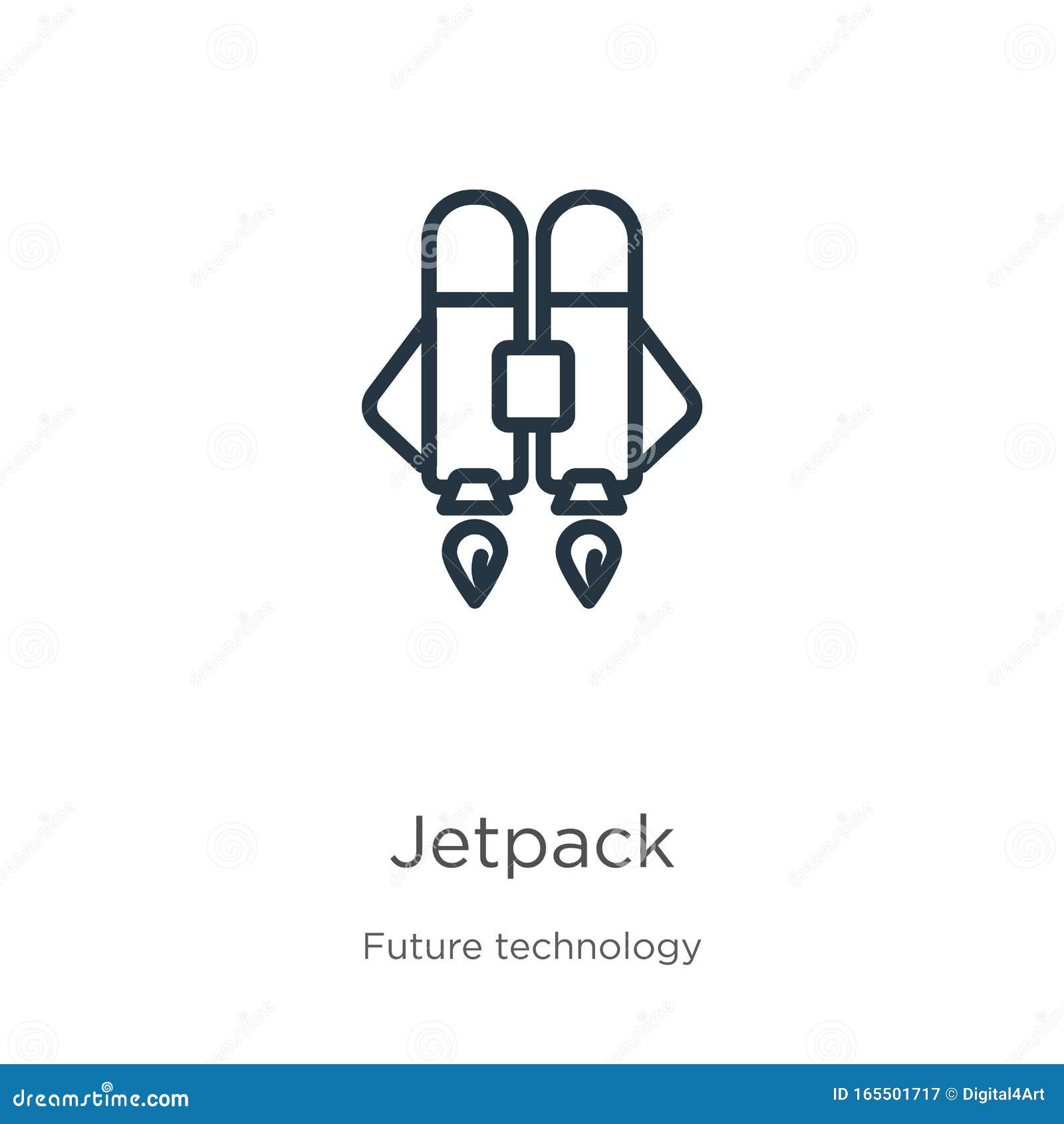 Outline Jetpack Vector Icon Isolated Black Stock Vector (Royalty