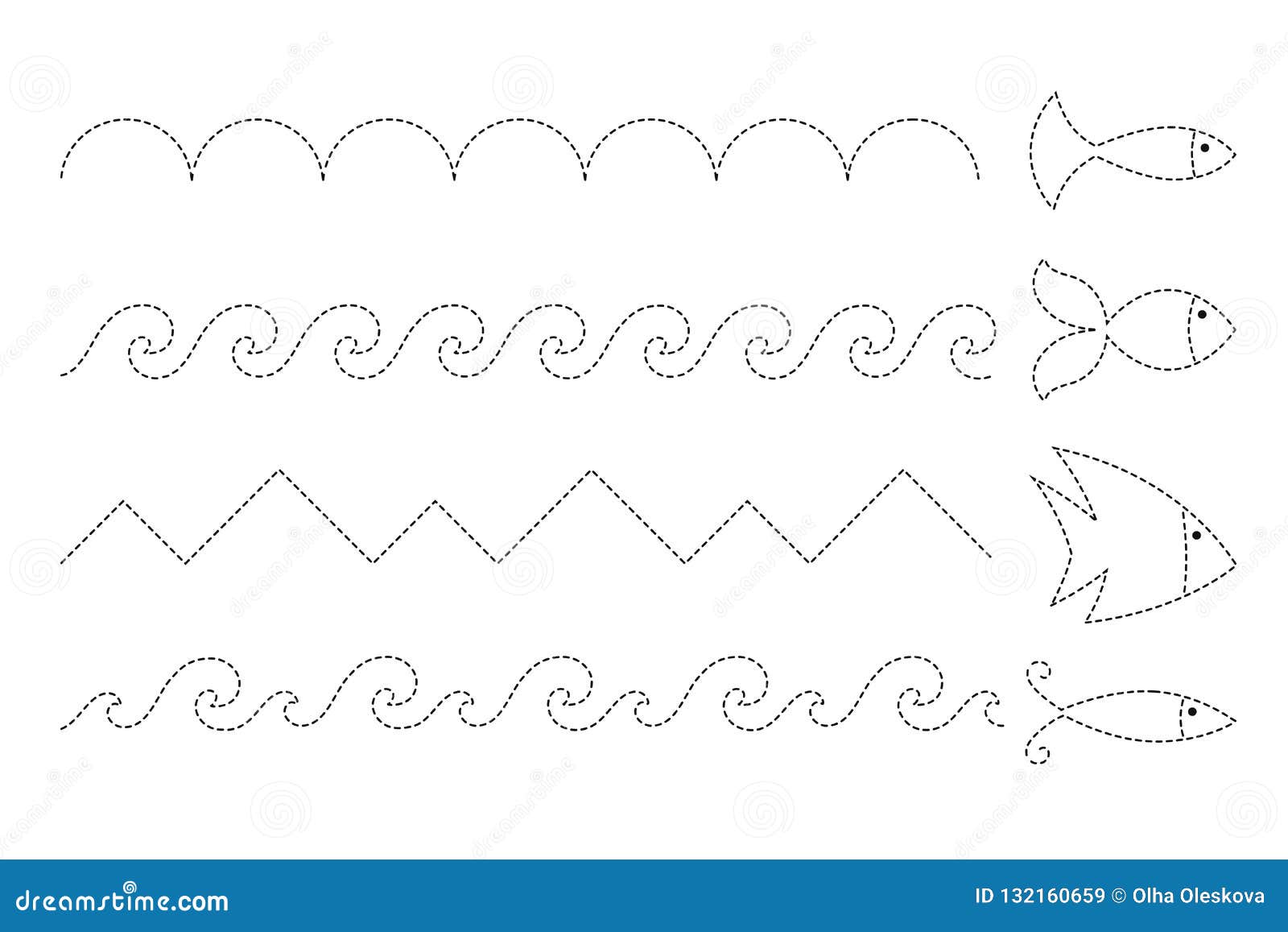 Jeu Educatif Simple Avec Des Poissons Et Formes De Vagues Differentes Pour Des Enfants Illustration De Vecteur Illustration Du Simple Storm