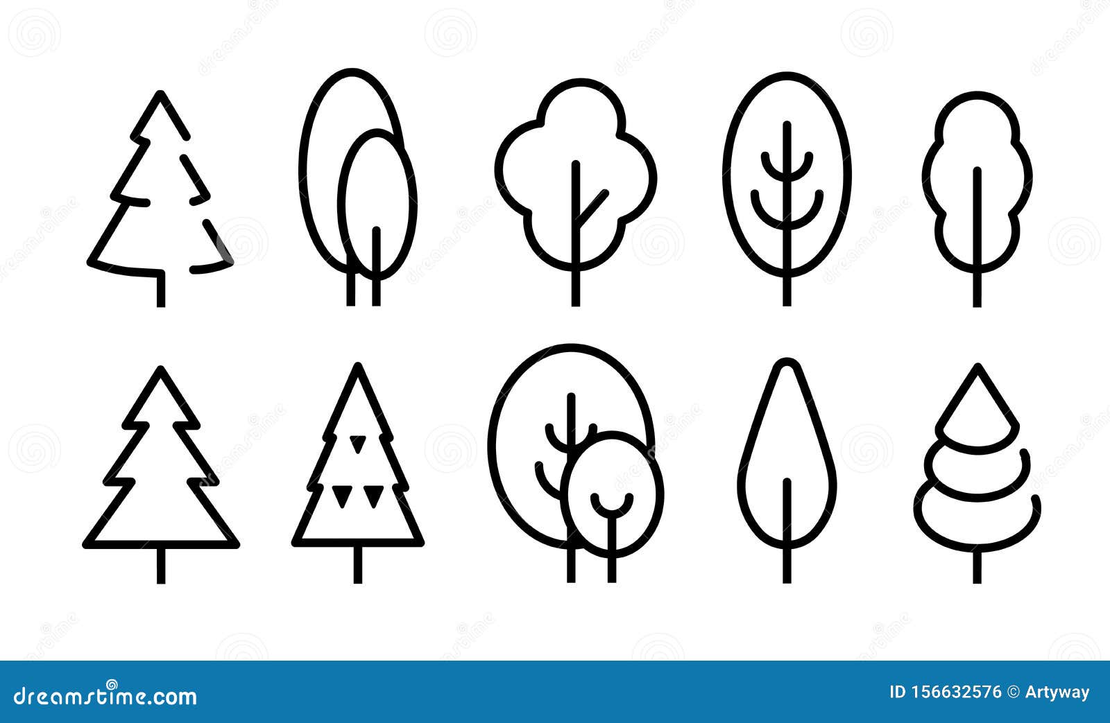Jeu D Icones Vectorielles De L Arbre De Grande Taille Icone De Style Simple A Plat Modele De Logo De La Nature Arbres De Dessin E Illustration De Vecteur Illustration Du Icones Simple