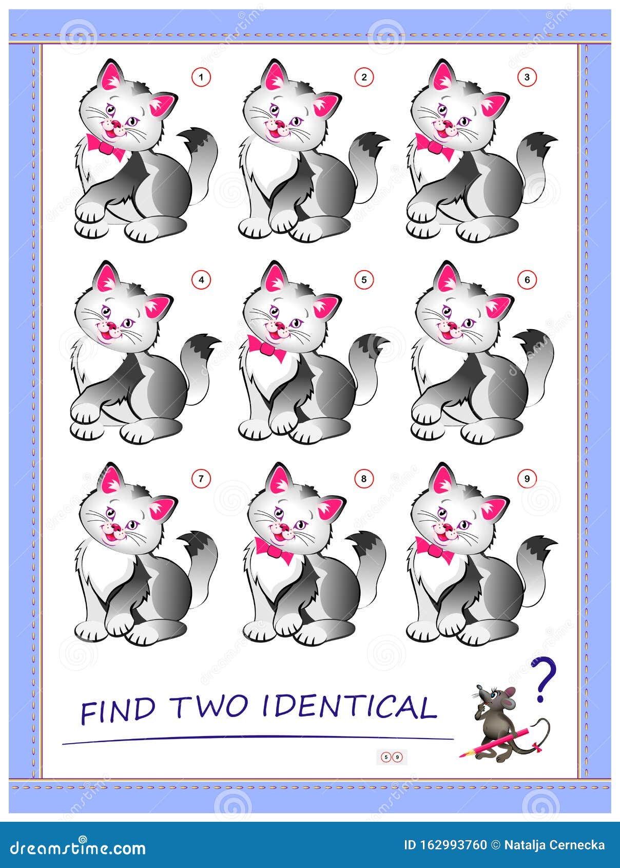 Jeu De Casse Tete Logique Pour Les Petits Enfants Necessite De Trouver Deux Chats Identiques Page Educative Pour Les Enfants Test Illustration De Vecteur Illustration Du Identique Kindergarten Jeu De Casse Tete Logique Pour Les Petits Enfants Necessite De Trouver Deux Chats Identiques Page Educative Pour Les Enfants Test Illustration De Vecteur Illustration Du Identique Kindergarten